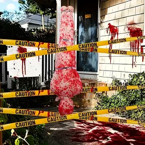 4pcs Halloween Inflatable Corpse Set, Bloody Shroud Props with Fake Blood Stains for Outdoor Yard Hanging Decorations and Haunted House Scene Setup