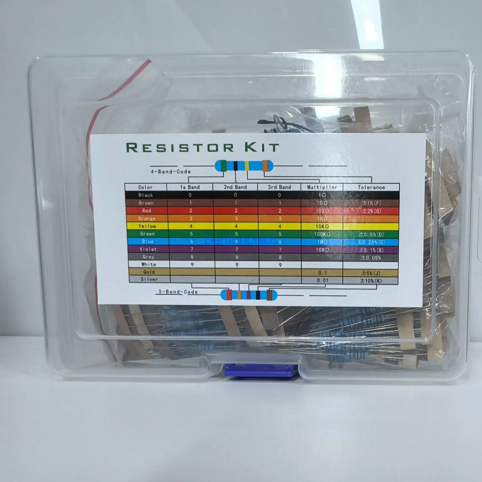 1000pcs metal film resistors kit 100 values 1R-10MR Mixed Resistors 1/2W 0.5W 1%