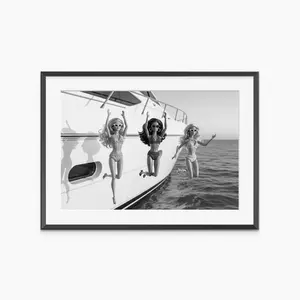 Yacht Party, Photography Prints, Yacht Poster, Summer Wall Art, Girly Wall Art, Black and White Prints, Museum Quality Wall Art