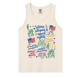 Comfort Colors Stars Stripes Equal Rights Tank Top, Liberal 4th of July Sleeveless Shirt, Protect Democracy Doodle USA Political Gift