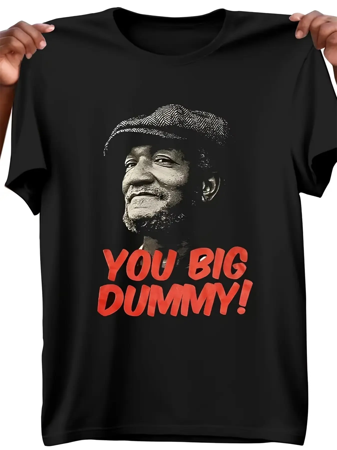 Men's Redd Foxx "You Big Dummy!" Graphic T-Shirt, Sanford and Son Classic TV Show Quote Tee, Retro 70s Comedy Nostalgia Shirt for Fans, Casual Short Sleeve Crew Neck Top, Love Vibe, Menswear