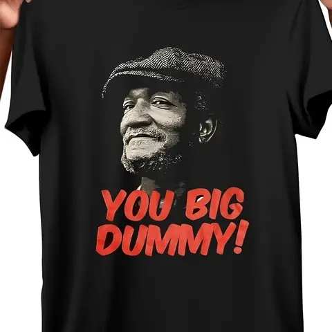 Men's Redd Foxx "You Big Dummy!" Graphic T-Shirt, Sanford and Son Classic TV Show Quote Tee, Retro 70s Comedy Nostalgia Shirt for Fans, Funny T Shirt, Casual Short Sleeve Crew Neck Top, Love Vibe, Menswear