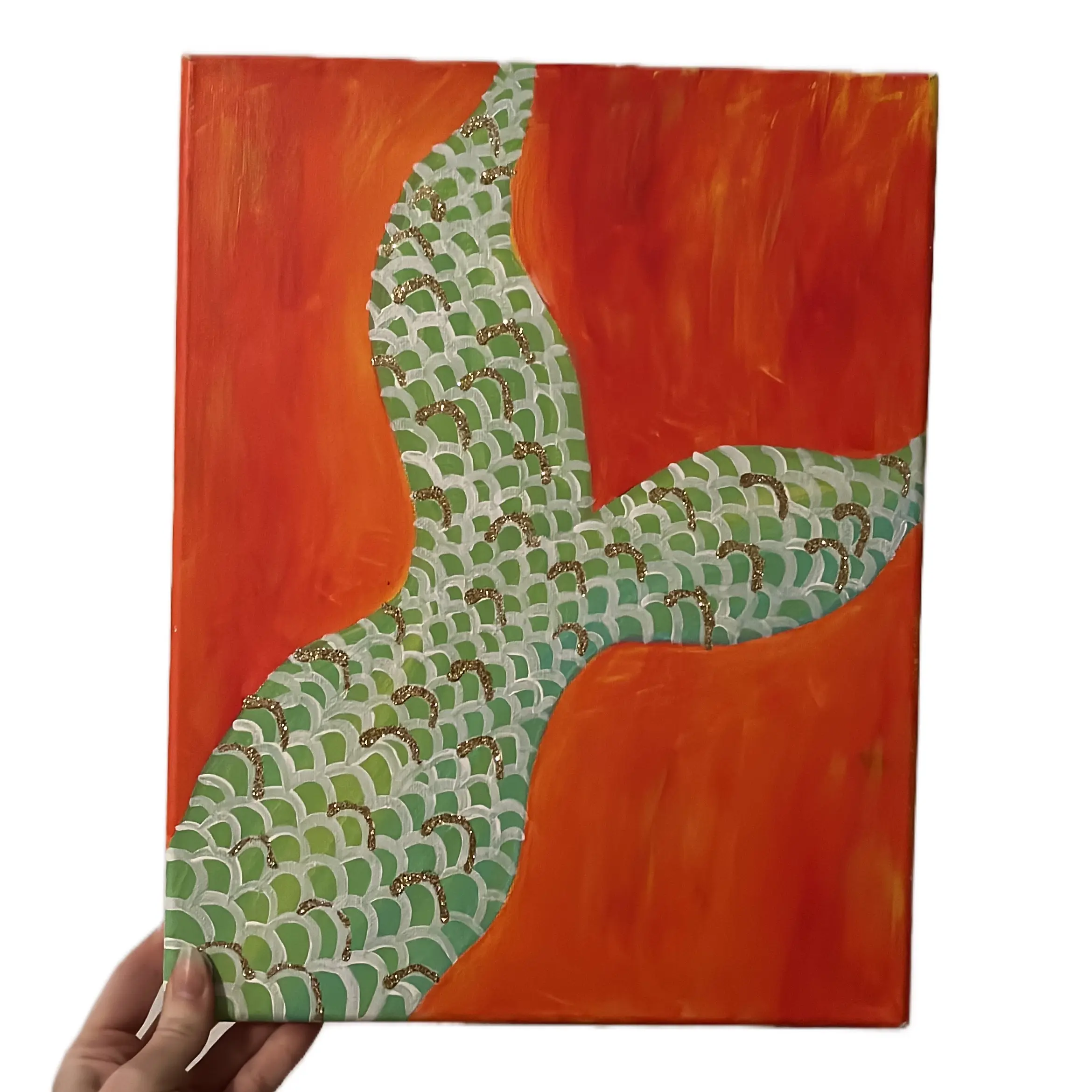 JACKIES.PAINTINGS + Glitter Mermaid Tail Canvas Painting - Original Home Decor with Glitter Finish bedroom wall accessories house
