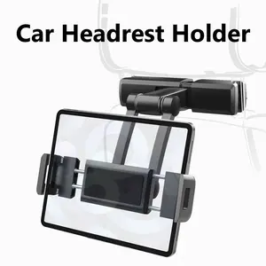 Car rear headrest extendable mount, Multifunctional car accessories, universal for phones and tablets, adjustable rotatable 360°, stable no shaking or damage, Easy install, hands-free, comfortable for back seat shows