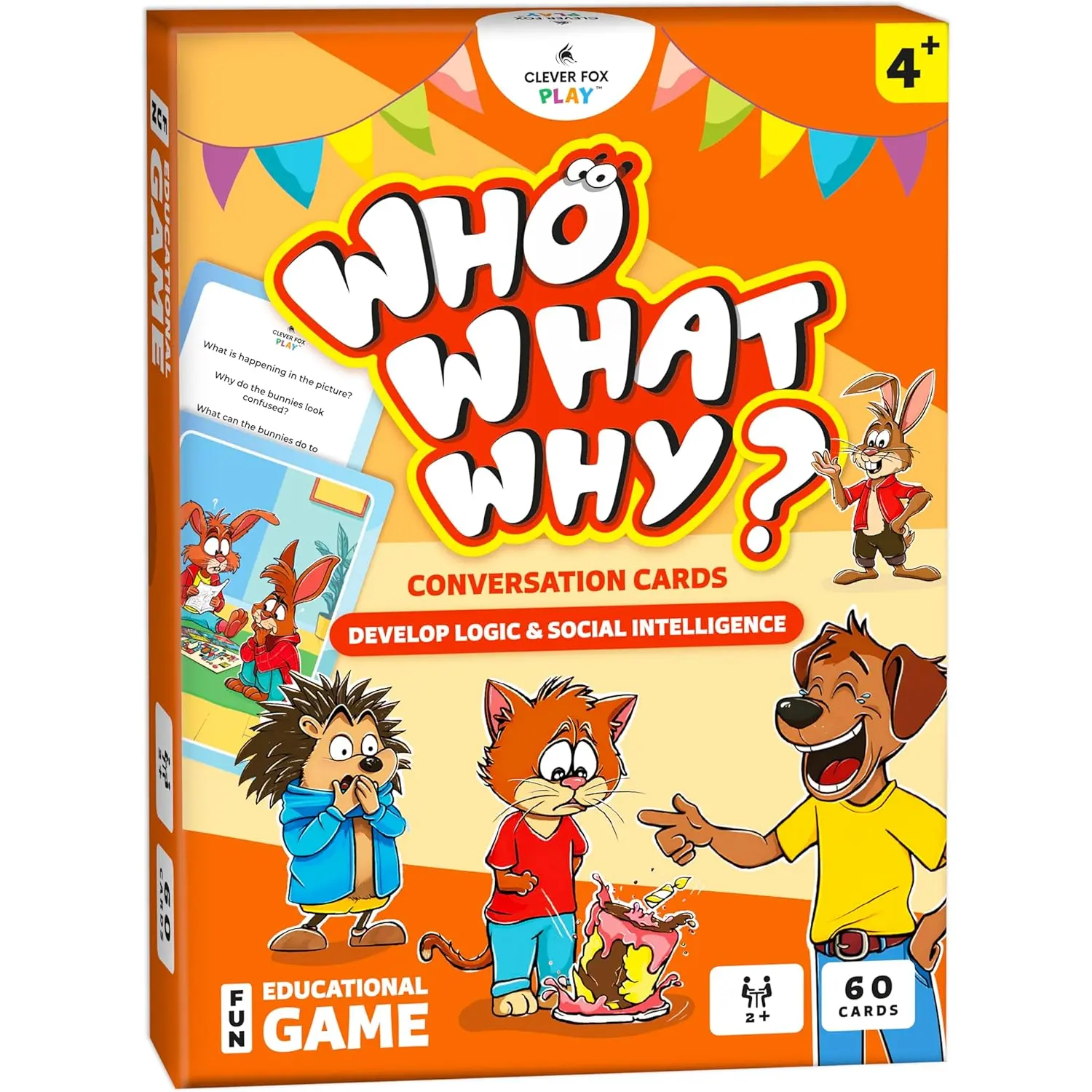 Who What Why Conversation Cards for Kids, Speech Therapy Materials, Ages 4+ | Educational Game, Social Skills Flash Cards, Emotional Regulation Tool, Sequencing Activity, Therapy Toy, Learning Resource Clever Fox Play