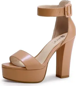 IDIFU IN5 Sabrina Platform Heels for Women Chunky High Heels Block Heeled Sandals Sexy Ankle Strap Heels Wedding Party Dress Shoes Open Toe Heels Footwear Walking Shoes Footwear Walking Shoes