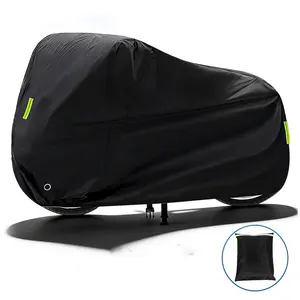 190T Black Motorcycle Cover Waterproof All Weather UV Protection for Motorbike Scooter Anti-Theft Design with Storage Bag