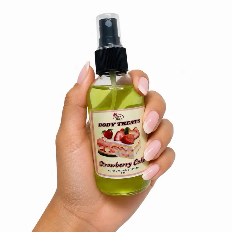 Anni Beauty Strawberry Cake Scented Coconut Cosmetic Body Oil - 100ML Aromatherapy Option for Body Care, Smooth, Moisturizer, Illuminating Glow After Oil