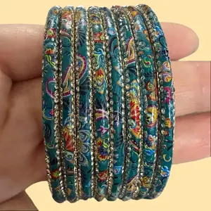 Rajasthani Meenakari Lac Bangle Set. 8 Pc Set. Printed Traditional Indian Jewelry for Women. Elegant and Stylish.