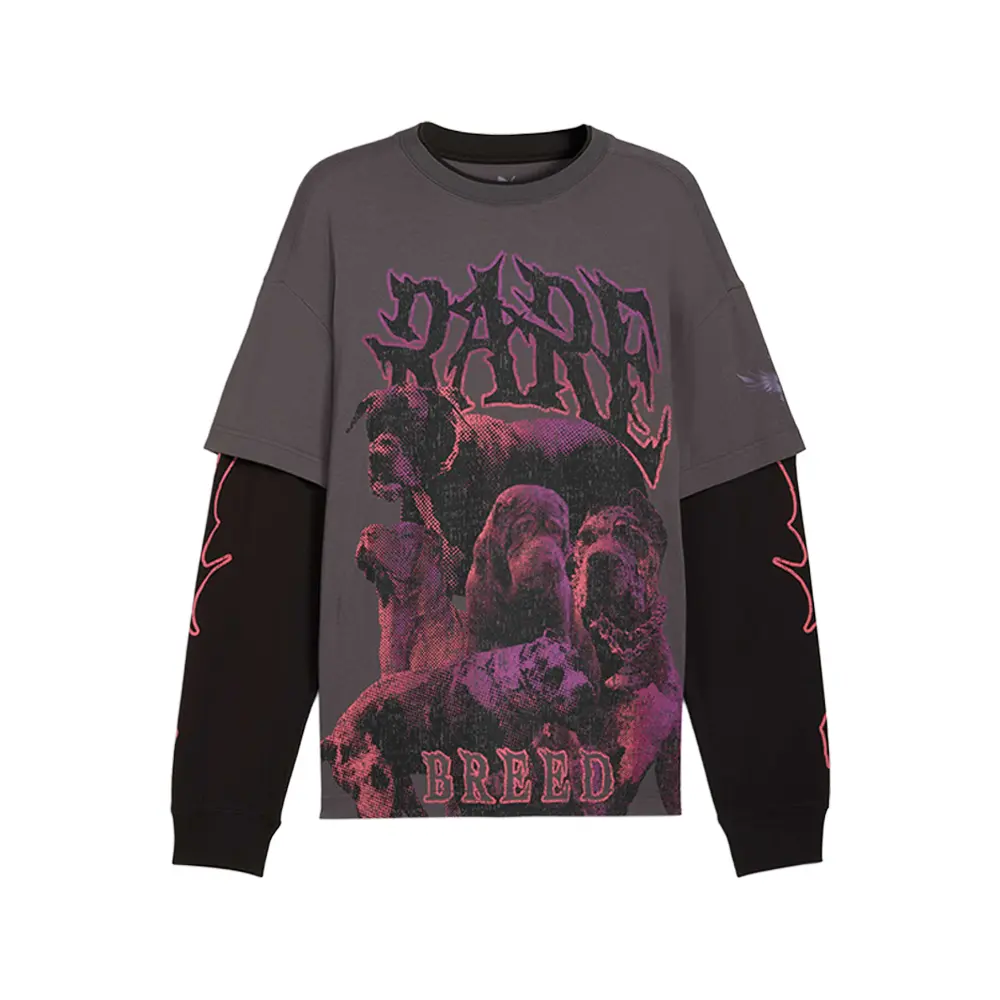 PUMA Mens Lamelo World Tournament Graphic Crew Neck Long Sleeve Casual Tops Casual - Grey