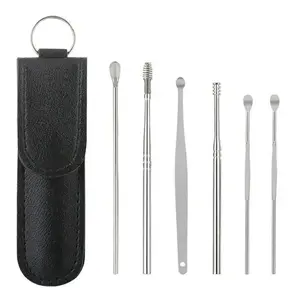 6 Counts Set Stainless Steel Spiral Ear Massage Cleaning Tool,Stainless Steel Earwax Removal Tool kit,Mini Portable Ear-YY