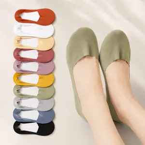 10 Pairs of Women's Invisible Socks — Cotton Breathable, Ultra-Thin for Summer, Seamless, Silk-Like Finish, Silicone Anti-Slip, Moisture-Wicking Soles, Sweat-Wicking Socks, Women's Essential Basics