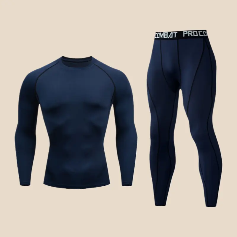 Men's 2-Piece Base Layer Set, High-Elastic Polyester Spandex Compression Underwear, Quick-Dry for Running, Cycling & Fitness, Plus Size, Xxxl, Male, Elastane, Compression Fit, Multi-Size