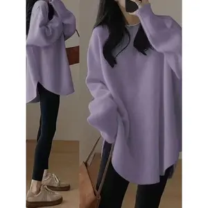 Women'S Oversized Loose Fit Turtleneck Sweater - Soft Long Sleeve Round Neck Winter Warmth, Solid Color Casual Elegant Sweater for Fall & Winter, Layering Essential, Versatile Everyday & Formal Wear, Cozy Sweater for Women (Purple/Black/Navy/Beige/Brown)