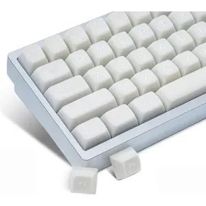 White Jade keycaps PBT,Ceramic Key caps Style,Translucent Keyboard keycaps Cute,SA Profile keycap Set for 60%/65%/75%/96%/  Layout Cherry MX Switches Mechanical Keyboard