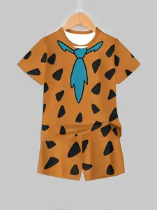 Luxury Retro Style | Kids Set, Flintstone Spots Full Print, Skin-friendly 2-Piece Set