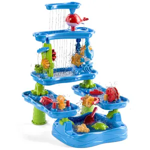 Summer Kids Sand Water Table 4-Tier Sand And Water Play Table Toys Activity Sensory Tables Outside Beach Toys For Toddlers Boys Girls Gift