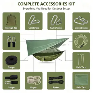Portable Camping Hammock Tent Set - Mosquito Net, Rain Fly Canopy, Anti-Insect Protection, Sun Shade Shelter for Backyard, Hiking