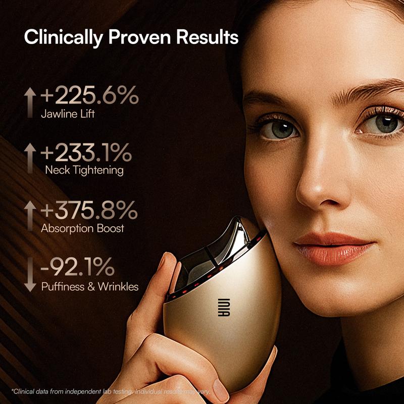 【LIVE EXCLUSIVE】INIA GLACE 7-in-1 Face & Neck Sculpting Device | EMS Microcurrent, Red & Blue Light, Thermal & Cryo Therapy for Lift, Tighten, Lymphatic Drainage & De-Puff, Serum Infusion, Perfect Gift Pick