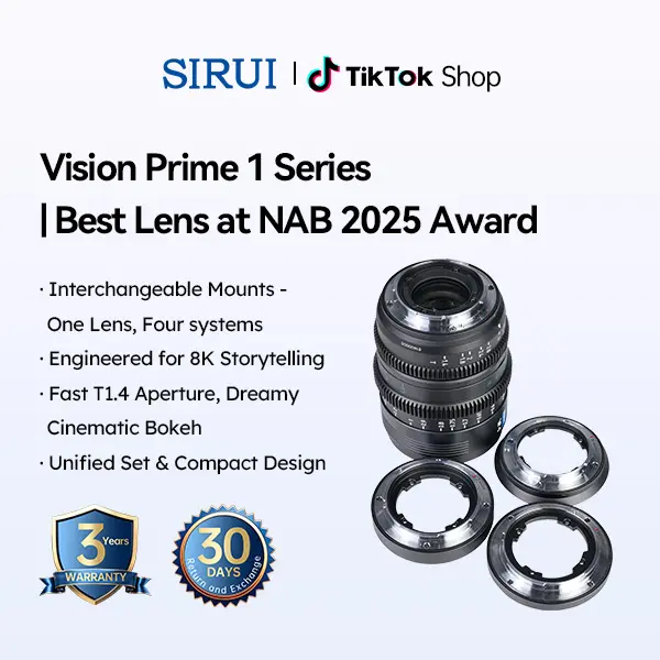 SIRUI VP-1 Vision Prime 1 Series 24/35/50mm T1.4 Full Frame Cine Lens, Manual Focus Cinema Lens with Pre-Installed E Mount, Interchangeable RF/Z/L Mounts, Black/Metal Gray