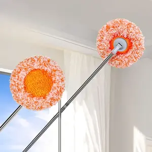 3 Piece Adjustable Cleaning Mop Set Includes 1 Long Handle Pole & 2 Replacement Heads 59 Inch Extendable 360 Degree Rotating Design for Wet Dry Use Ideal for Floor Wall Ceiling Window Glass Bathroom Kitchen, Home Cleaning Bundle Rotatable Mop