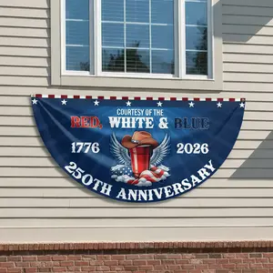 Courtesy Of The Red White And Blue Semicircular Flag, America 250th Anniversary Flag