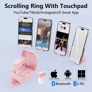 ZOZVO Bluetooth+2.4G Remote Control Scrolling  Ring Finger Air Mouse with Touchpad for Tik_tok Instagram YouTube , Wireless Presentation Clicker, Video Scroller & Page Turn for Kindle APP,PowerPoint Slide,Selfie ,for Android,iOS and PC,Laptop,Mac,Tablet