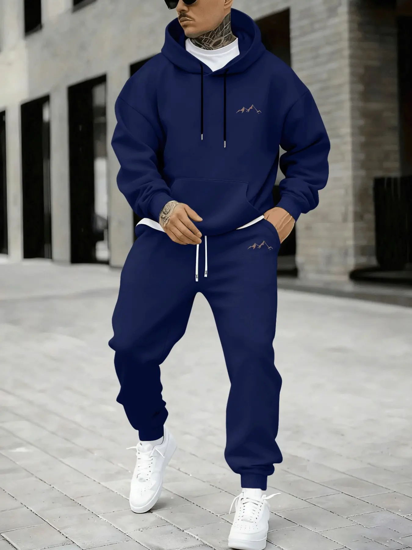 Hypemode Plus Size Set, Letter Pattern Hoodie and Jogger Pants, Casual Style, Comfortable Fit, Daily Wear, Fall & Winter