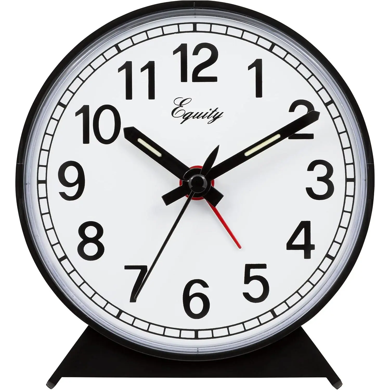 Equity 14075 Black Round Analog Wind-Up Alarm Clock - Luminous Traditional Home Decor for Bedroom, Living Room