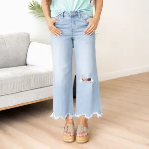 Freya Wide Leg Cropped Denim - Vervet