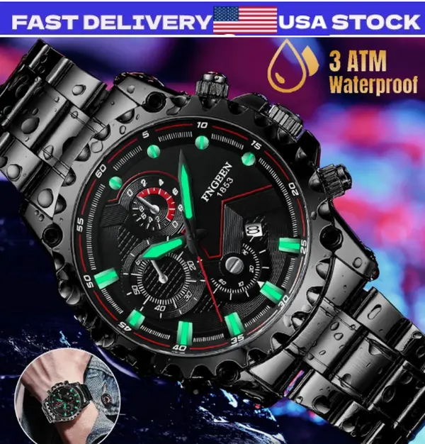 Waterproof Men's Watch Classic Stainless Steel Quartz Luminous Luxury Wristwatch
