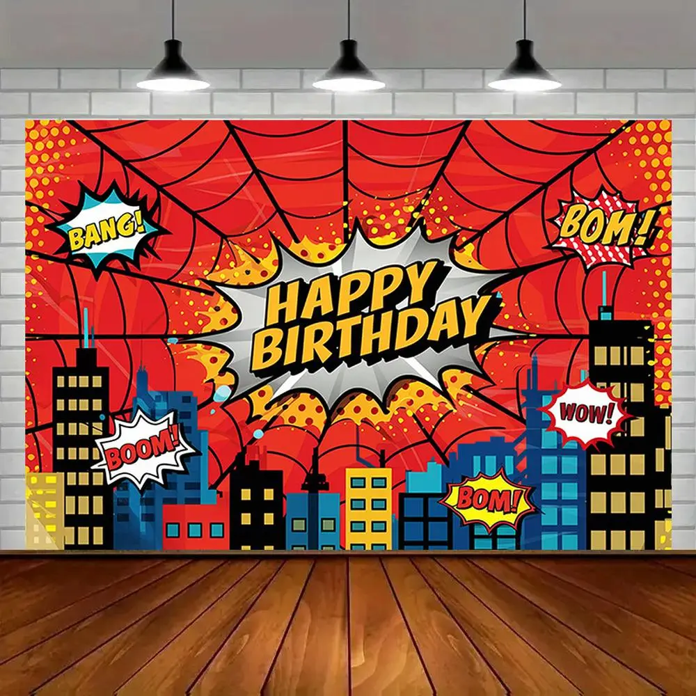 2D Flat Spider Superhero Polyester Party Decorations Banner - Glam, Durable Indoor Wall Hanging Backdrop & Throw for Home, Birthday Events, Party Decorations Banners