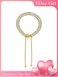 Adjustable Zircon Decor Bracelet, Elegant Jewelry for Women & Girls, Gemstone Bracelet, Fashionable All-Match Jewelry, Perfect Birthday Gift