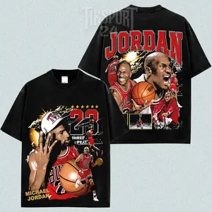 [X-26] Michael Jordan 'Three Peat' 23 For Bulls Nation High-Quality 100% Cotton T-Shirt (Made In US), MJ23 Jordan Hooper Shirt, Game Day Outfits, Gift For Chicago Basketball Fans, Basketball Graphic Tee