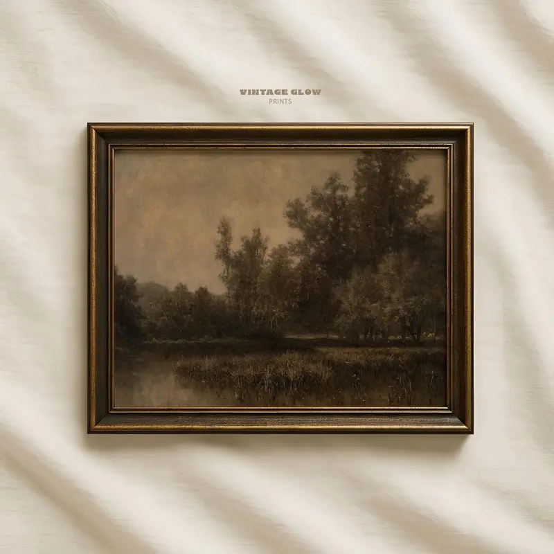 Moody Fall Landscape Print | Vintage Autumn Wall Art | Rustic Farmhouse Decor | Unframed 7