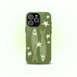 Star Sardine Sage Green Phone Case Retro Y2K Cute Coastal Grunge Fish Cool Gift Suitable for Iphone 11/12/13/14/15/16/17 Pro Promax Plus Air