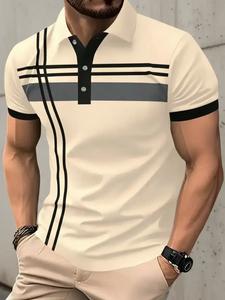 men's striped print contrast binding polo shirt, polo shirts men, casual classic short sleeve button front polo collar shirt, summer clothes, shortsleeve t shirt for summer, fashion men's clothes for daily streetwear, summer clothes, menswear