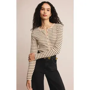 Eve Stripe Henley Long Sleeve