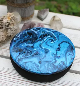 Jewelry Box, Keepsake Box, Round Hand Painted Box Acrylic Hand painted 5" x 5"