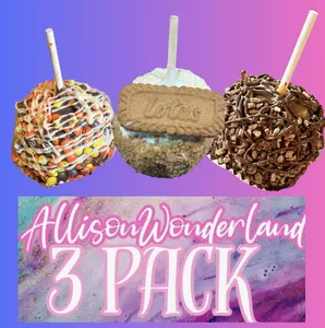AllisonWonderland 3 Pack: Including Traditional Turtle, Cookie Butter, Reese Mini pieces Gourmet Apple Set Indulge