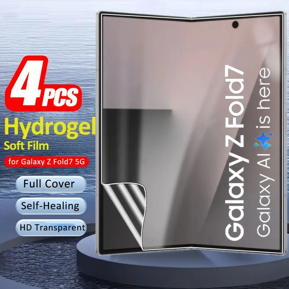 4 Pack for Samsung Galaxy Z Fold 7 6 5 4 3 2 Protective Smartphone Screen Protector Cover [Not Glass] - Hydrogel Film for Samsung Galaxy Z Fold 7 LCD Ultra HD Screen Shield Protector Accessories