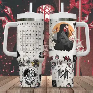 Sleep Token Take Me Back To Eden 40oz Tumbler With Handle & Straw, Gothic Metal Band Merch Cup Stainless Steel, Sleep Token Eden Runes Travel Mug, Dark Fantasy Emo Aesthetic Coffee Tumbler, Alternative Rock Fan Gift, Unique Emo Grunge Style Cup