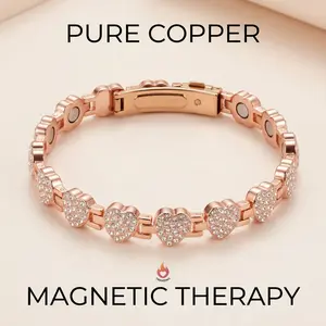 Pure Copper Bracelets for Women, Ultra Strength Magnetic Bracelet with 3800 Gauss Magnets & Sparkling Cubic Zirconia, Adjustable,charm bracelet