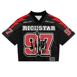 Blokette Richstar No.97 Devil's Claws Blokecore T-Shirt Football V-Neck Retro Summer Trendy Baseball Jersey Shirt Gift For Him Gift For Her Birthday, Baseball Jersey Outfit, AOP Merch, Outfit for Baseball Shirt Fan