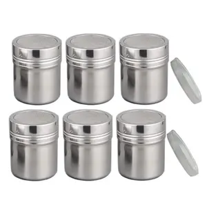 6Pcs 6 OZ Powdered Sugar Shaker Duster, Cinnamon Shaker Flour Shaker Sifter, Fine Mesh Stainless Steel Dredge for Sugar Flour Cinnamon Cocoa Coffee Bar - Home Improvement.