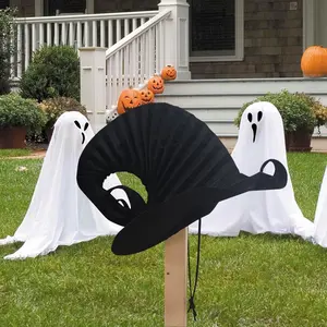 ‌Witch Hat Halloween Cosplay Dark Style Black Headwear with Ruffle Edge Carnival Costume Party Decor‌