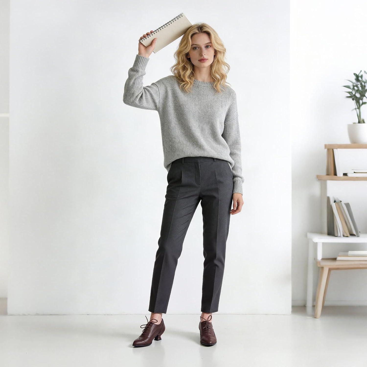 Women's Oxfords Dress Wingtip Vintage Comfortable Chunky High Heel Lace Up Brogues Booties Classic Wingtip Brogue Detail Sleek Faux Leather Material Comfortable Low Heel Timeless Vintage Style Versatile Footwear for Office, Casual Wear