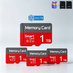 2 Pack Set 1TB Durable SD Memory Card for Car Audio & Dash Cams, MicroSDXC Card with Adapter, Micro TF SD Cards for Surveillance Cameras, Micro SD Card for Mobile Phones & PC, SD Card for Reliable Data Storage