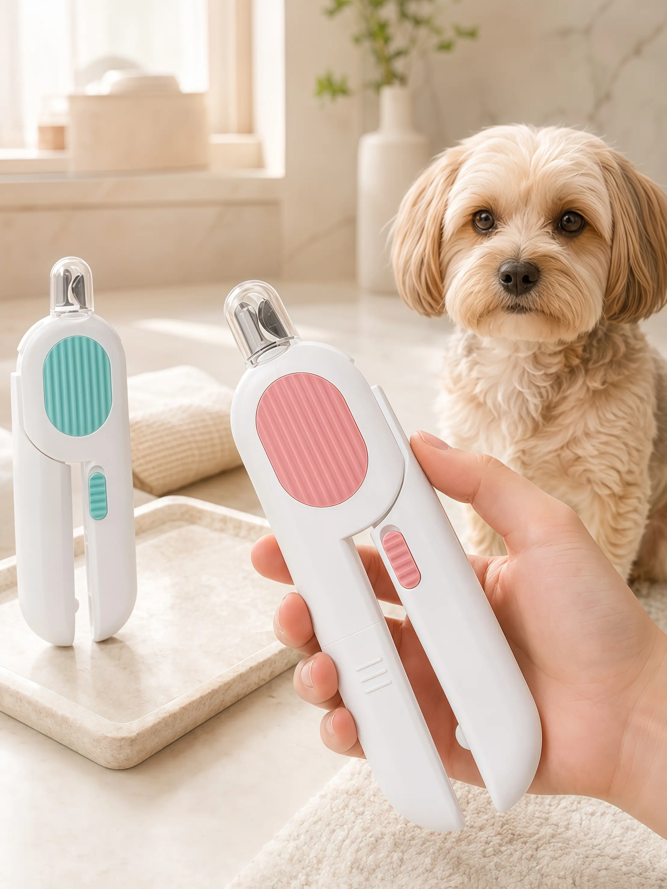 LED Light Pet  Clippers for Cats and Small Dogs - Easy Clipping Clean-Cutting Metal Blades, Removable Clipping Shield, Textured Grip, Ca File Scratch Pad  Clipper with Non-slip Handle healthy