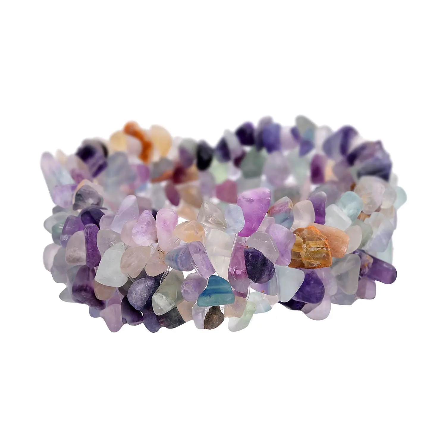 Multi Fluorite Chips Carpet Stretch Bracelet 232.50 ctw